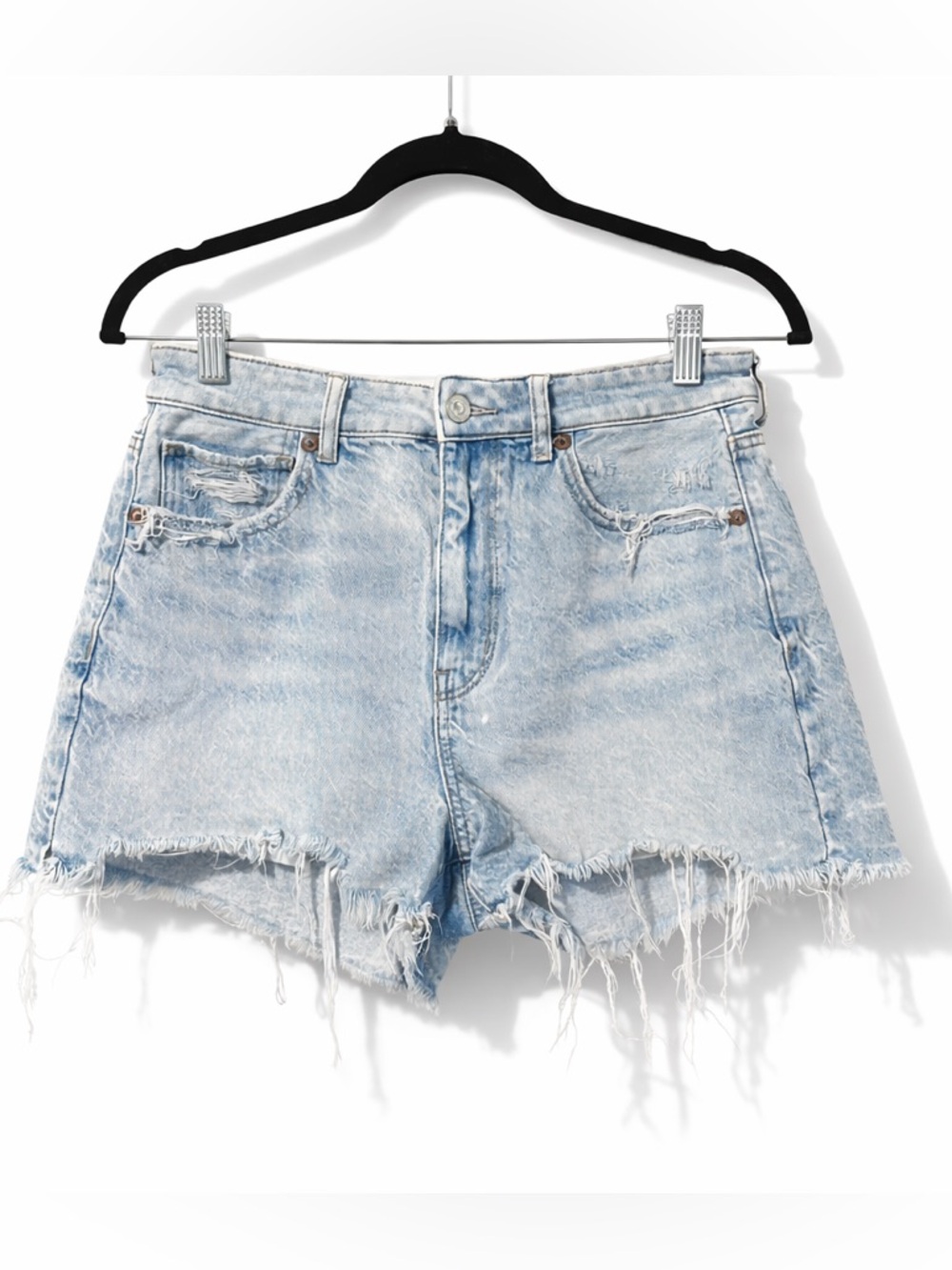 AMERICAN EAGLE Distressed Denim Shorts High Rise Frayed Cutoff